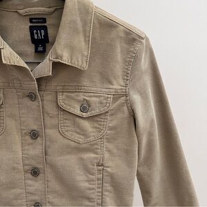 Vintage Gap corduroy jacket M tan beige khaki neutral stretch cord pockets Y2K